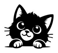 Pack of 2 Cute Pet Cat Peeking Waterproof Vinyl Sticker - Wall Decal, Laptops, Car, Water Bottles, Motorbikes, Vans, Fun Gifts (8cm x 7cm (3.1" x 2.7"))
