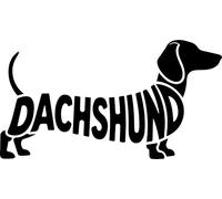 Pack of 2 Dachshund Words Silhouette Fun Waterproof Sticker - Decals for Car Bumpers, Laptops, Mirrors, Windows - Gift for Dog Lovers (Black, 15cm x 8cm (5.9" x 3.1"))