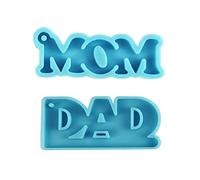Pack of 2 DAD and MOM Key Fob Epoxy Resin Shape Earrings Pendant Silicone Mould DIY Craft Jewellery Necklace Casting Tool DIY Mould Test Kit