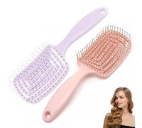 Pack of 2 Detangle Hair Brush,Curved Vent Brush and Hair Detangler, Easy Detangling Vented Hairs Styling Comb Salon for Long Thick Curly Straight Dry Wet Hair,Styling Hairs Brush (Pink+Light Purple)