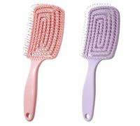 Pack of 2 Detangle Hair Brush, Curved Vent Brush & Hair Detangler, Easy Detangling Vented Hairs Styling Comb Salon for all Hair Types, Styling Hairs Brushs for Women & Men (Pink + Light Purple)