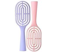 Pack of 2 Detangle Hair Brushes, Curved Vent Brush & Hair Detangler Comb, Easy Detangling Vented Styling Brush for Long Thick Curly Straight Wet & Dry Hairs, Hairbrush with Clean Crawl(Pink + Purple)