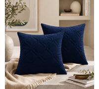 (Pack of 2, Diamond Velvet Cushion Navy) Luxury Velvet Filled Cushions Pack of 1, 2 & 4 Quilted Cushion Pads