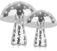 Pack of 2 Disco Mushrooms, Disco Mushroom Large Mushroom Disco Ball Silver, Mushroom Disco Ball, Decoration for Party Decoration, Band Bar, Home Decorations, Stage Props, DJ Light Effect, School