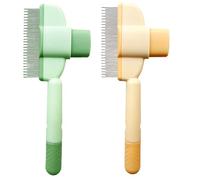 Pack of 2 Dog and Cat Comb, Self-Cleaning Flea Comb for Cats, Hair Comb for Cats, with Long and Short Metal Teeth Made of Stainless Steel, for Removing Matted Fur, Flea Comb