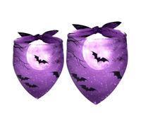 Pack of 2 Dog Bandanas Bats Trees Moon Purple Translucent Light and Breathable Chiffon Yarn - 16x16x22.8in and 20.9x20.9x30in - Pet Collars Alternative