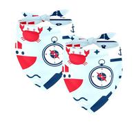 Pack of 2 Dog Bandanas Blue Nautical Element Collection Pet Scarf Kerchiefs Cats Dogs Bibs Bandana