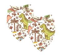 Pack of 2 Dog Bandanas Cute Dinosaur Doodle Patterns Pet Scarf Kerchiefs Cats Dogs Bibs Bandana