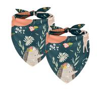 Pack of 2 Dog Bandanas Cute Hedgehog Deer Fox Floral Patterns Pet Scarf Kerchiefs Cats Dogs Bibs Bandana