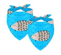 Pack of 2 Dog Bandanas Hedgehog Pattern Blue Pet Scarf Kerchiefs Cats Dogs Bibs Bandana