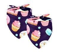 Pack of 2 Dog Bandanas Ice Cream Cakes Pattern Pet Scarf Kerchiefs Cats Dogs Bibs Bandana