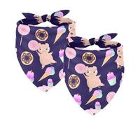 Pack of 2 Dog Bandanas Pigs Donuts Cakes Pattern Pet Scarf Kerchiefs Cats Dogs Bibs Bandana