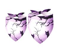 Pack of 2 Dog Bandanas Purple Black Cat Dead Tree Moon Translucent Light and Breathable Chiffon Yarn - 16x16x22.8in and 20.9x20.9x30in - Pet Collars Alternative