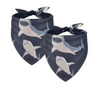 Pack of 2 Dog Bandanas Sharks Pattern Pet Scarf Kerchiefs Cats Dogs Bibs Bandana