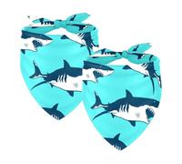 Pack of 2 Dog Bandanas Sharks Pattern Pet Scarf Kerchiefs Cats Dogs Bibs Bandana