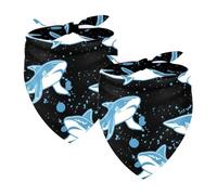 Pack of 2 Dog Bandanas Sharks Pattern Pet Scarf Kerchiefs Cats Dogs Bibs Bandana