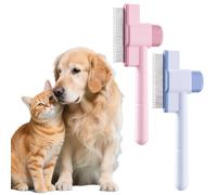 Pack of 2 Dog Comb, Cat Brush, Self-Cleaning Flea Comb for Pets, Hair Removal Comb for Cats, Dogs and Fur Flash Brush Cat, Removes Loose Hair, Promotes Healthy Fur