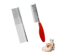 Pack of 2 Dog Comb, Cat Comb, Professional Dog Comb Removes Knots Poodle Care Deshedding Tool, Metal Comb Stainless Steel Pet Care Comb for Removing Tangles and Knots