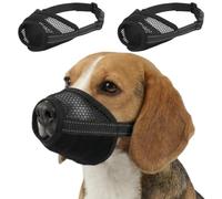 Pack of 2 Dog Muzzles, Reflective Breathable Soft Mesh Muzzle for Small Dogs, Against Biting, Chewing & Barking, Adjustable for Daily Walks, Vet Visits, Training, Black, XS
