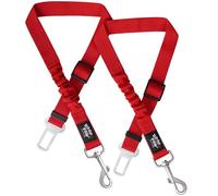 Pack of 2 Dog Seat Belt for Cars Adjustable Elastic Bungee Buffer| Strong Durable Dog Car Harness - 360 Degree Swivel Tangle Free - Easy to Use (Black)