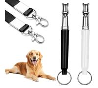 Pack of 2 Dog Whistles High Frequency Silent, Adjustable Stainless Steel Anti Bell Dog Whistle, Training Aids for Dogs with Lanyard for Stop Barking and Train Your Dog (Black, White)