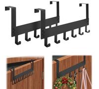 Pack of 2 Door Coat Rack for Hanging, Door Hooks, 6 Hooks, Space-Saving Coat Hooks, Black Matt Coat Hooks, Pocket Wardrobe, Door, Inside Hook Rail, Hanger, Sturdy Metal Hooks for Living Room, Kitchen