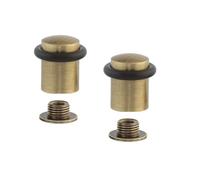 Pack of 2 Door Stops| Threaded Base | Made of Brass | Includes Screw + Mounting Plug | EVI Herrajes I-10824X352U (Brass Leather - Black Rubber, 20x29mm)