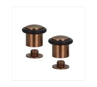 Pack of 2 Door Stops| Threaded Base | Made of Brass | Includes Screw + Mounting Plug | EVI Herrajes I-10824X352U (Brass Leather - Black Rubber, 24mm x 30mm)