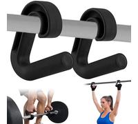 Pack of 2 Double D Fitness Handles, 90° Hook Pull-Up Handles, Neutral Grip Grip Attachment, Pull Up Grips, Home Gym Accessories for Pull-Up Bars, Back Training, Barbells, Cable Pull Attachment (Black)