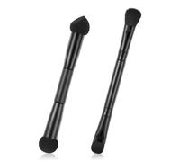 Pack of 2 Double Hair Root Powder Brushes, Dual Ended Hairline Brushes, Root Concealer Brush, 2-in-1 Hairline, Sponge Brush for Men and Women, Black