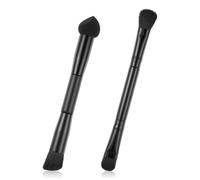 Pack of 2 Double Hair Root Powder Brushes, Dual Ended Hairline Brushes, Root Concealer Brush, 2-in-1 Hairline, Sponge Brush for Men and Women, Black