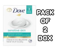 (PACK OF 2) DOVE Sensitive Skin Fragrance Free & Hypoallergenic Formula Beauty Bar Soap 106g|Gentle Face Cleanser & Body Soap