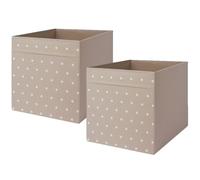 Pack of 2 DR0NA Fabric Storage Box - Insert Cube Organiser | Foldable Storage Basket for Shelves & Wardrobes | Fits KALLAX Units | Home, Office, Toys, Clothes | Dotted/beige