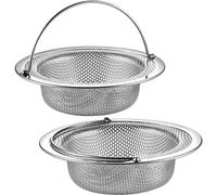 Pack of 2 Drain Strainers, Kitchen Sink Strainer, Stainless Steel Sink for Kitchen, Sink, Strainer, Clogging Protection, Kitchen Drain Sink (11 x 8 x 2.6 cm) (Silver, Black) (Silver)