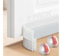 Pack of 2 Draught Excluders, Front Door, Soft TPE Door Floor Seal, Self-Adhesive, Door Seal Bottom Anti-Draughts & Reduces Noise (100 × 5 cm, White)
