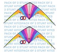 Pack of 2 Dual Line Stunt Kites for Beginners - 160×80 cm Carbon Frame with Handles & Flight Lines - Easy-Fly Colourful Outdoor Kites for Beach, Park, Windy Days & Family Fun