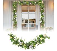 Pack of 2 Easter Garland, Artificial Easter Eggs, Spring Wreaths, Colourful House Door Wreath, Easter Coat Garland, Artificial Decoration Easter Decorations, Realistic Eggs, for Front Door Home