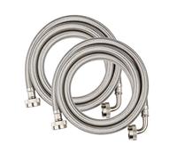 (Pack of 2) EFIELD 4 Feet Premium Stainless Steel Washing Machine Hoses with 90 Degree Elbow, Burst Proof Water Connection Inlet Supply Lines