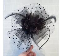 Pack of 2 Elegant Flower Veil Headbands for Women, Retro Feather Headband 20s, Hair Band Hair Accessory for Women and Girls, Wedding, Party, Tea Party, Cocktail, Carnival, Black