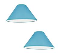 Pack of 2 - Empire Cotton Coolie Lamp Shades for Table Lamps and Pendant Ceiling Lights - 25cm Dia (2, Blue)