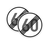 Pack of 2 End Speed Limited to 60 mph Stickers(150 mm) with Waterproof -Self Adhesive to Speed Control to Safe Drive on School,Office Roads,Highways #TR149 Stickers Limited