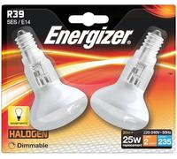 Pack of 2 Energizer 20W (=25W) Traditional Bulbs, R39 Reflector, 100% Dimmable Lamps, E14 SES, 235lm, 2700K Warm White (Twin Blister Pack) S11953 - Not for Use in Lava Lamps - 80mm Long x 39mm Dia