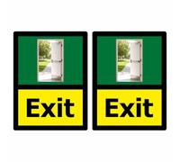 Pack of 2 Exit Dementia Signs for Alzheimer's Care, 15 x 20 cm, Self-Adhesive stickers. Ideal for internal doors