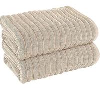 Pack of 2 Extra Large Bath Sheets - 100% Hydro Cotton 600 GSM Highly Absorbent, Quick Dry Ribbed Jumbo Bath Towels (96 x 185 cm) (Mink)