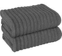Pack of 2 Extra Large Bath Sheets - 100% Hydro Cotton 600 GSM Highly Absorbent, Quick Dry Ribbed Jumbo Bath Towels (96 x 185 cm) (Charcoal)