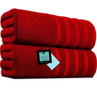 Pack of 2 Extra Large Bath Sheets (100 x 200 cm-600 GSM) Pure Egyptian Cotton Big Body Wrap Bath Sheet Towels for Bathroom,beach, Pool (Red, Cotton)