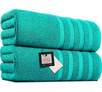 Pack of 2 Extra Large Bath Sheets (100 x 200 cm-600 GSM) Pure Egyptian Cotton Big Body Wrap Bath Sheet Towels for Bathroom,beach, Pool (Teal, Cotton)
