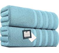 Pack of 2 Extra Large Bath Sheets (100 x 200 cm-600 GSM) Pure Egyptian Cotton Big Body Wrap Bath Sheet Towels for Bathroom,beach, Pool (Sky Blue, Cotton)