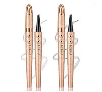 Pack of 2 Eyebrow Pencils, Microblading Eyebrow Pencil with 4 Fork Tips, Waterproof and Sweat-Resistant, Smudge-proof Eyebrow Pencil Can Be Lightweight (Grey + Black)