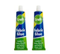 Pack of 2 Fabric Glue 50ml for Clothes - Quick Dry Adhesive for DIY Craft Projects Repairs Suitable for Cotton, Blended and Synthetic Fibres, Suede & Leather